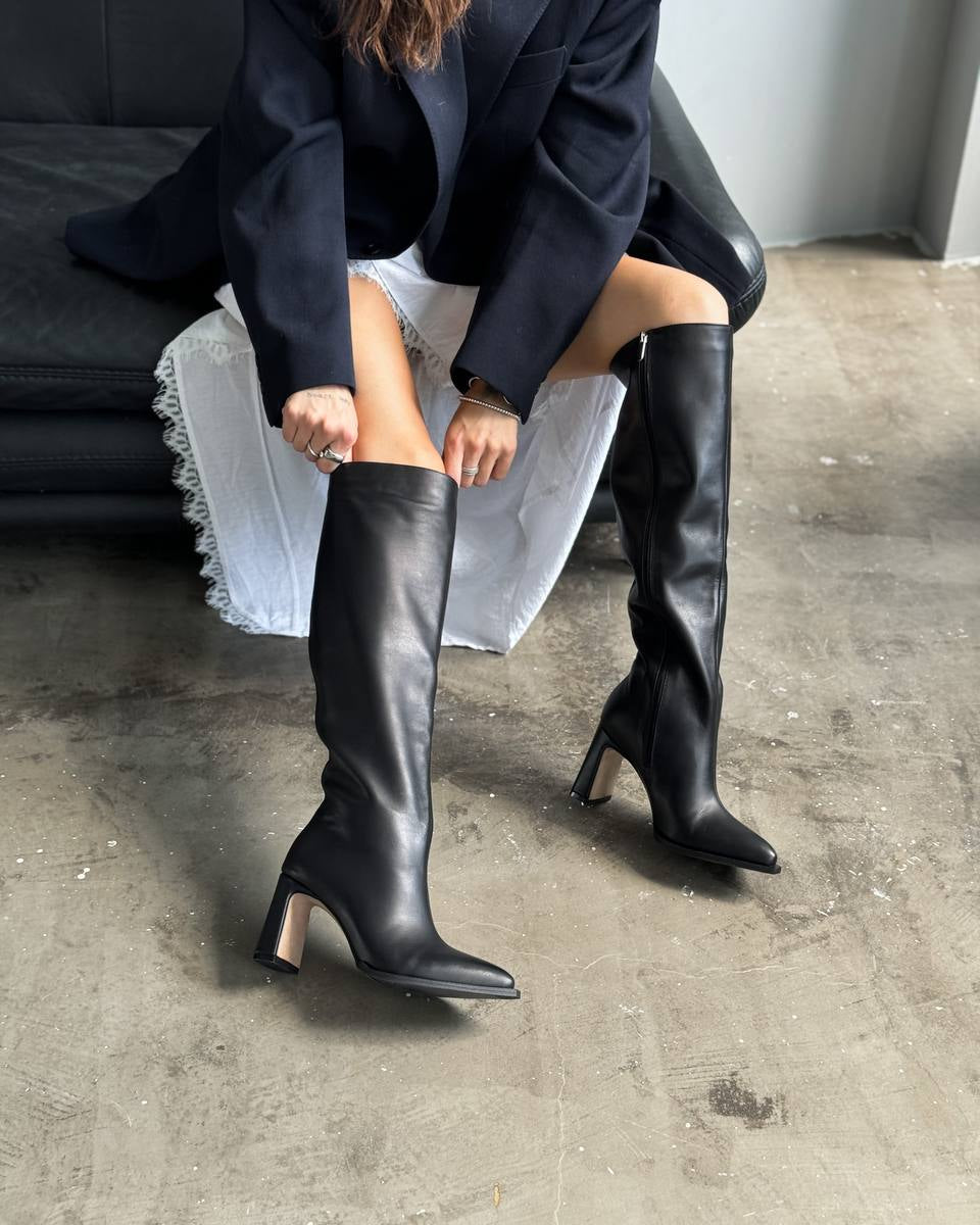 Sable Black Tall Boots