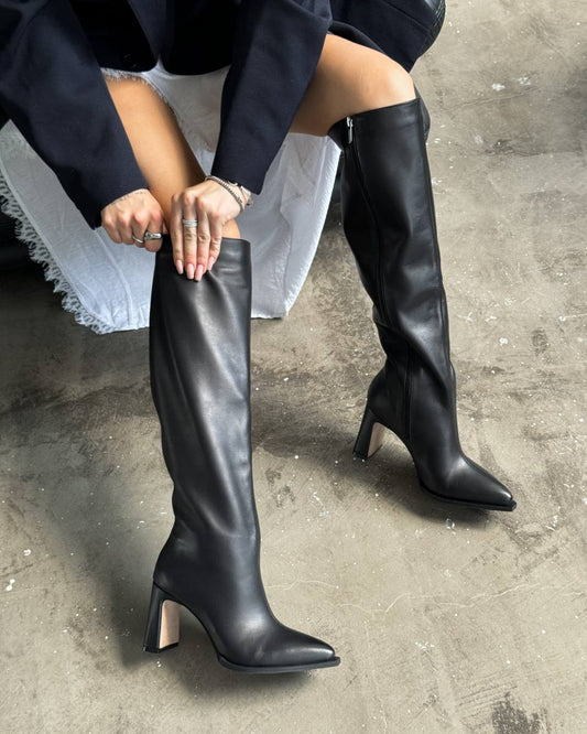 Sable Black Tall Boots
